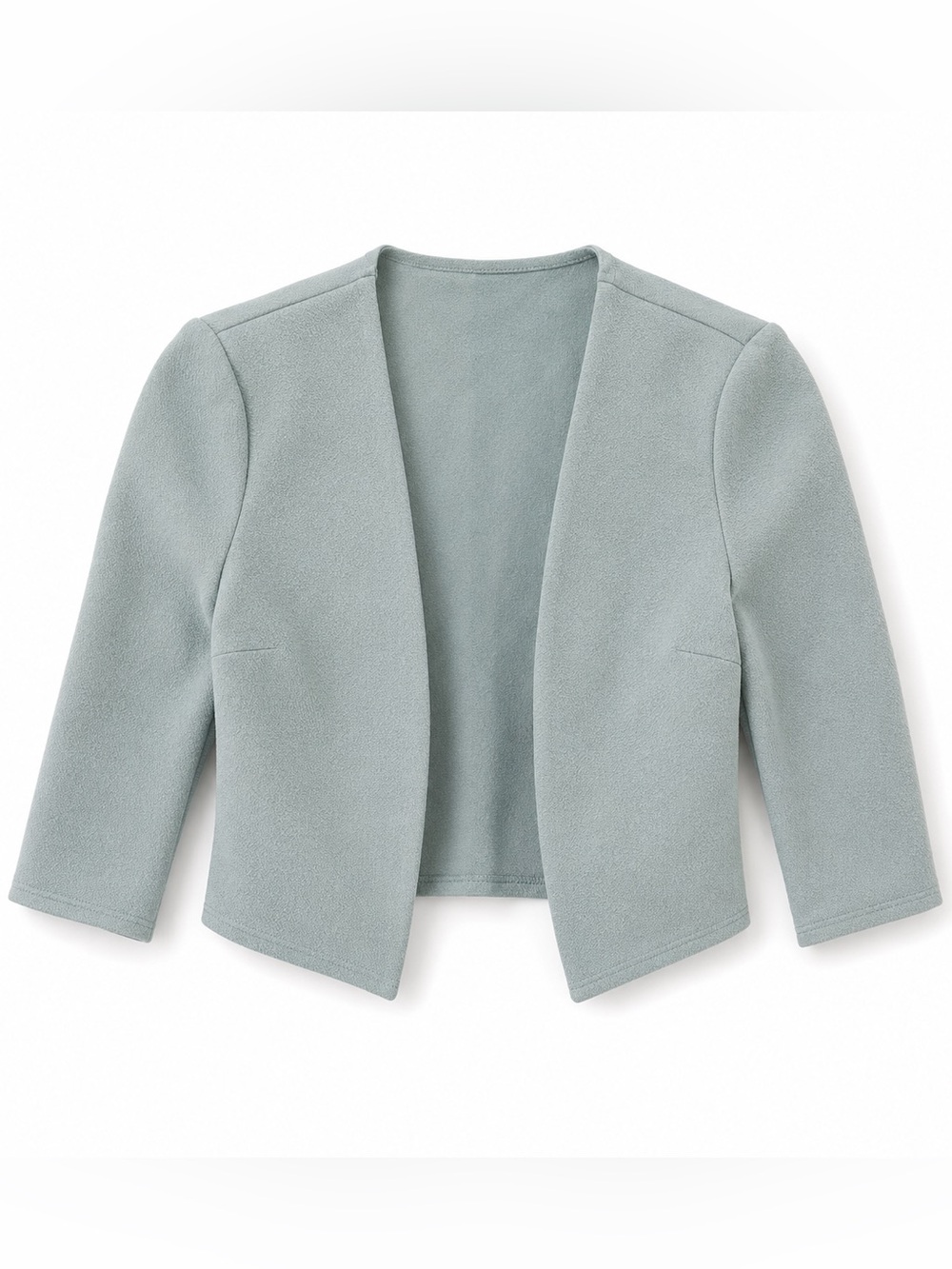 LIGHT BLUE CROPPED OPEN FRONT CARDIGAN